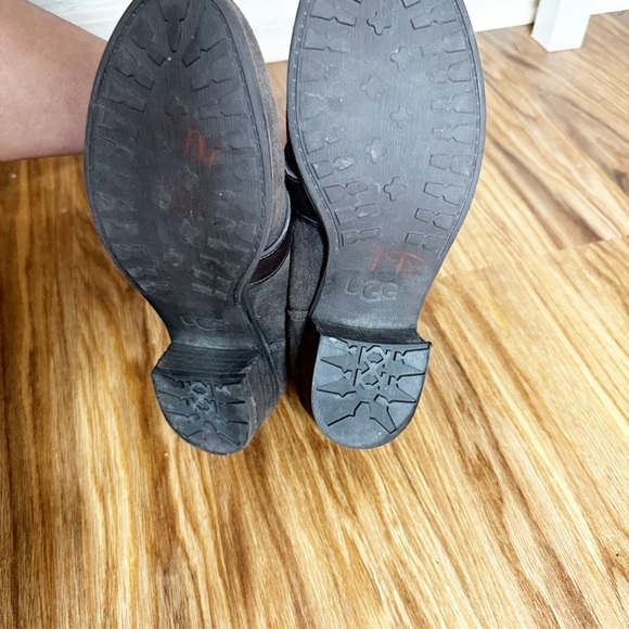 UGG‎ Wright Suede Belted Ankle Boots Brown Block Heel Buckle sz 6 - Picture 9 of 9